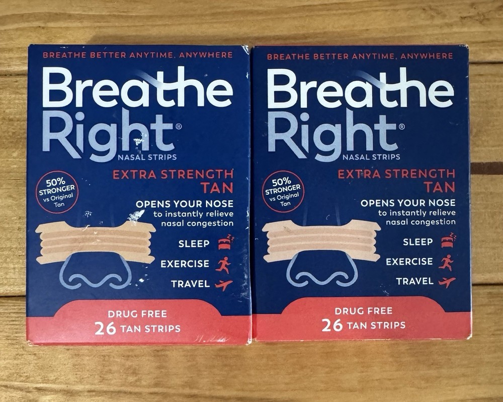 Breathe Right Nasal Strips Extra Strength Tan 26 Strips, 2ct
