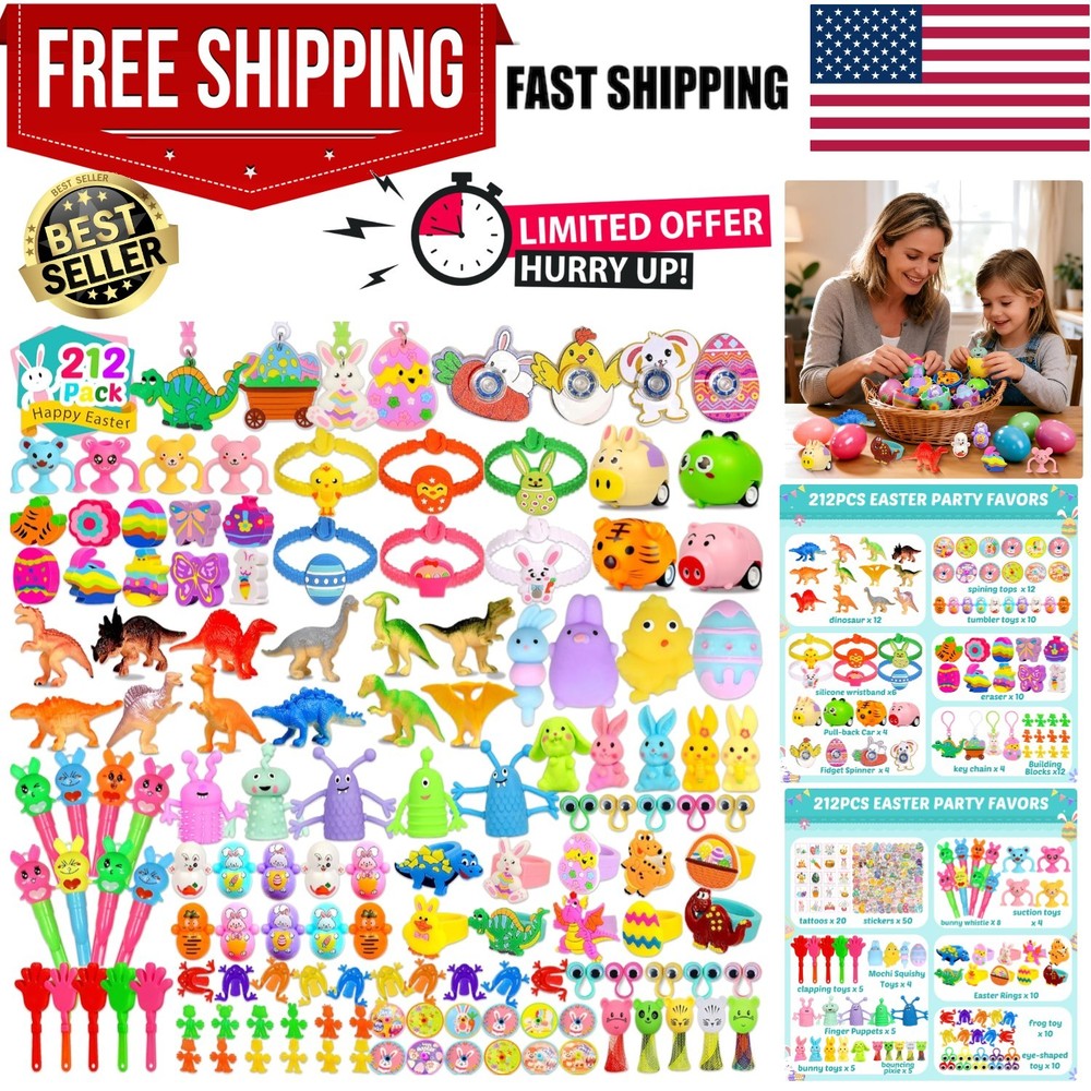 212 Pack Easter Egg Fillers for Kids, Easter Basket Stuffers Easter Egg Stuff...