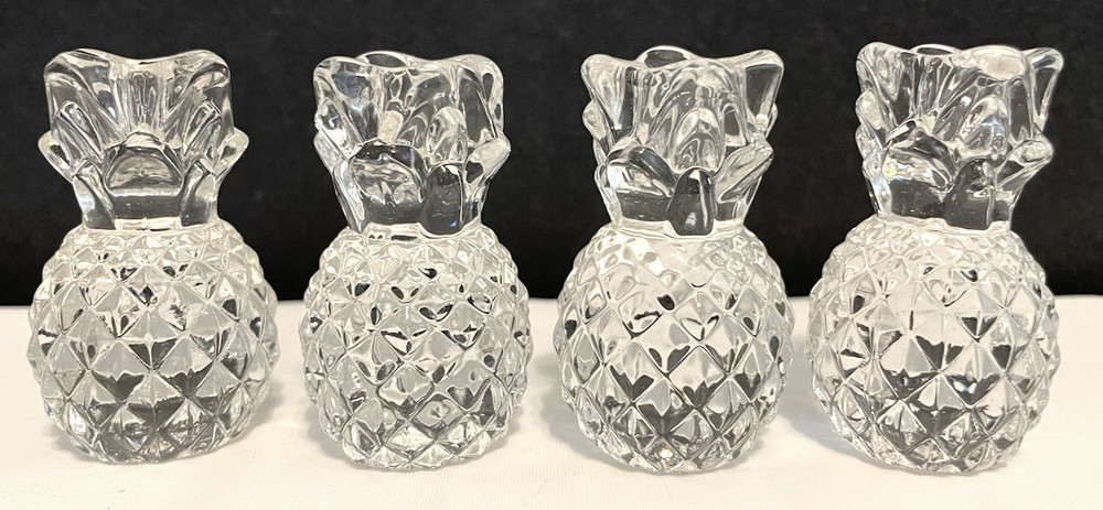 4 Piece Set - Mini Crystal Pineapple Taper Holders