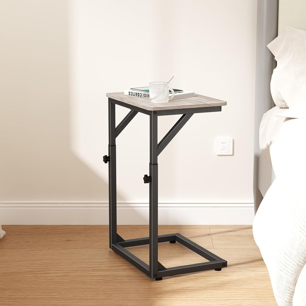 Adjustable C-Shaped End Table Small Side Table Couch Sofa TV Tray Table Living