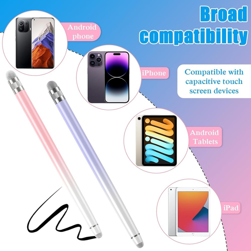 Stylus Pens for Touch Screens (2-Pack), for iPhone, iPad, Android, and Surface (