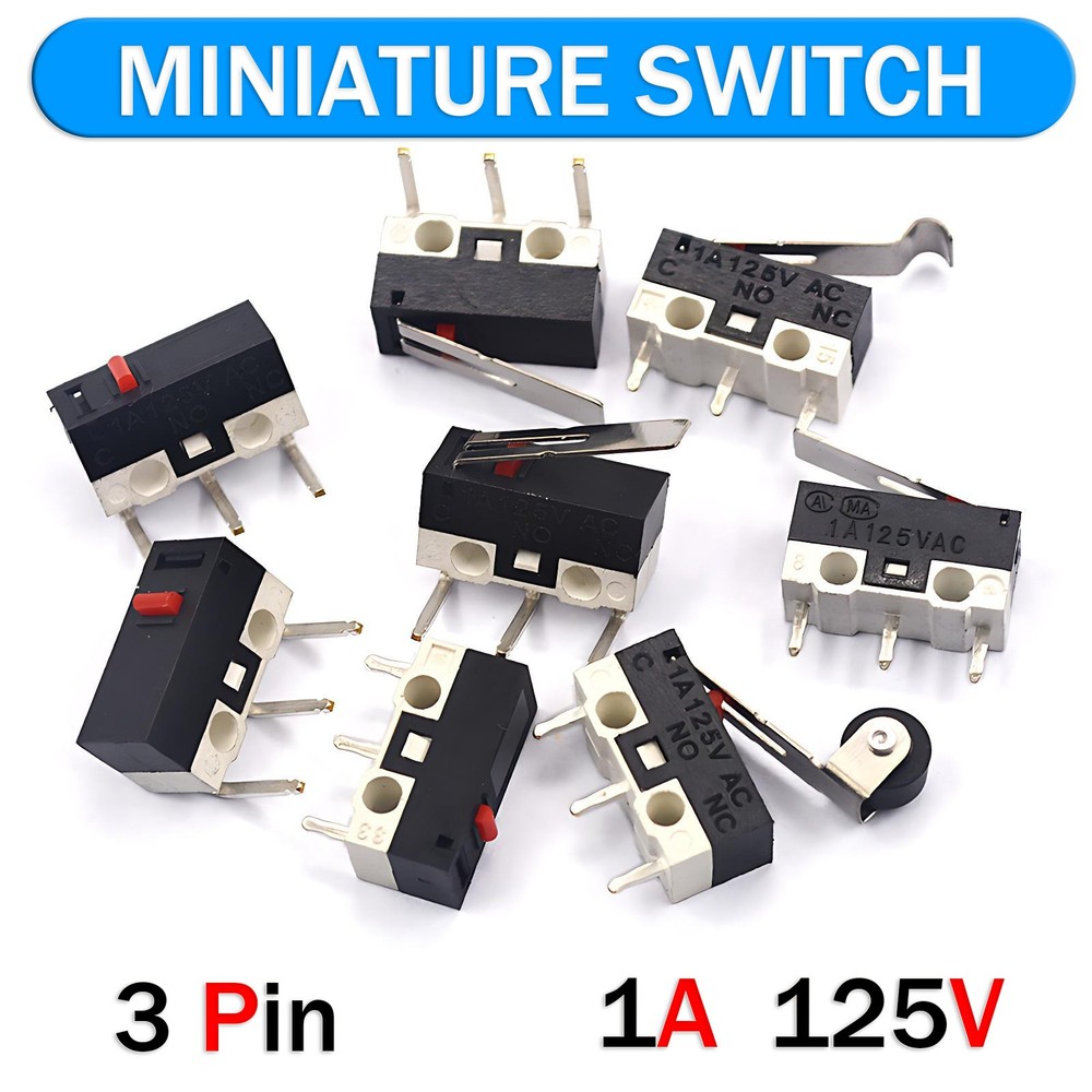 SPDT Sub Miniature Switch Ultra Mini Microswitch PCB Various Levers 1A 125VAC