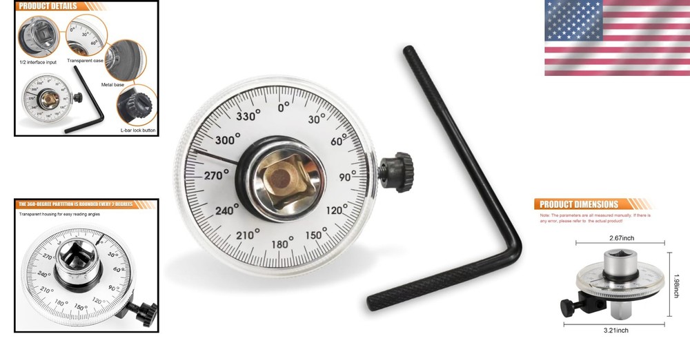 1/2" Adjustable Digital Torque Wrench Angle Gauge - Precision Tool for Mechanics