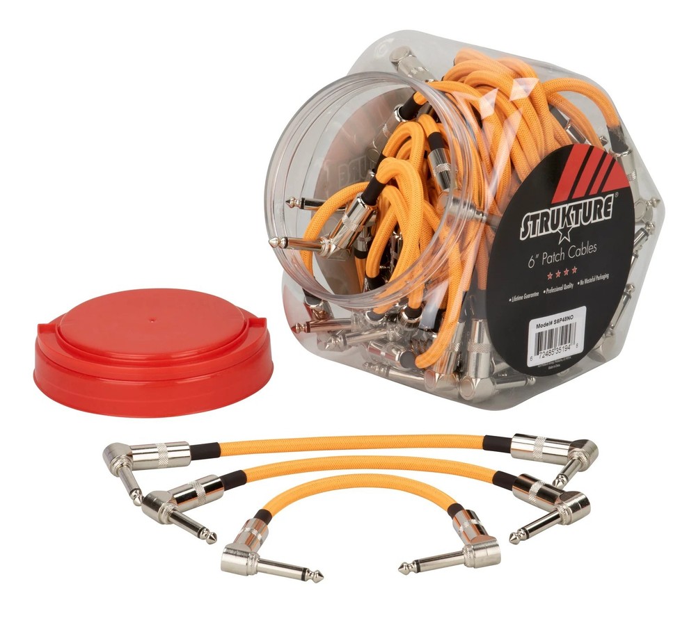 Strukture 6”in patch cable R angle, Neon Orange - 2 Pack