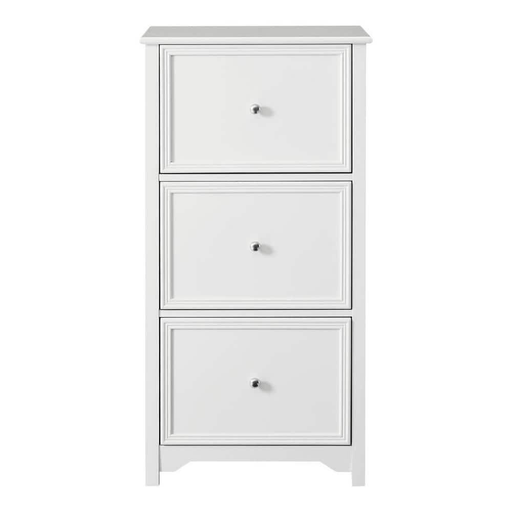 Bradstone 3 Drawer White File Vertical Cabinet Solid Wood Frame Office Organizer