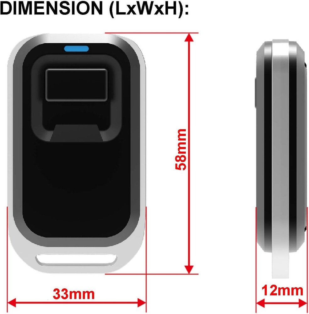1-Button RF Wireless Gate Door Opener Remote Control Transmitter 433.92MHz for