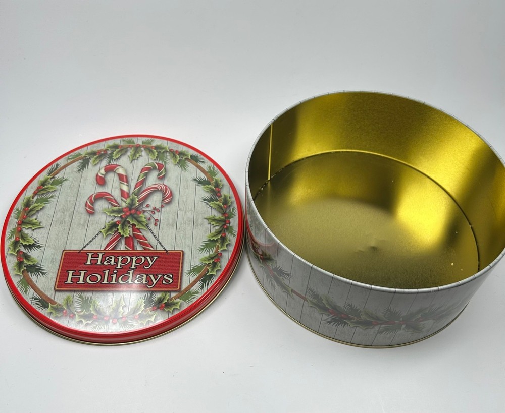 3 lot random sizes Christmas tins pre owned