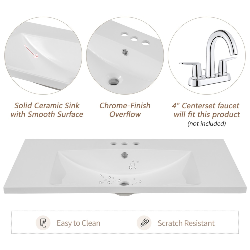 36" Bathroom Vanity with Sink Combo, Six Drawers, Multi-Functional Drawer Divi