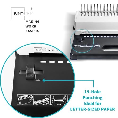 Binding Machine, 19-Hole, 450 Sheets, Comb Binder Machines with 100 PCS 1/2"