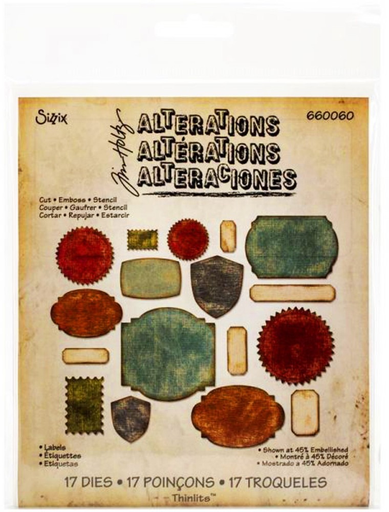 Sizzix Thinlits Labels 17pc set #660060 Retail $22.99 by Tim Holtz