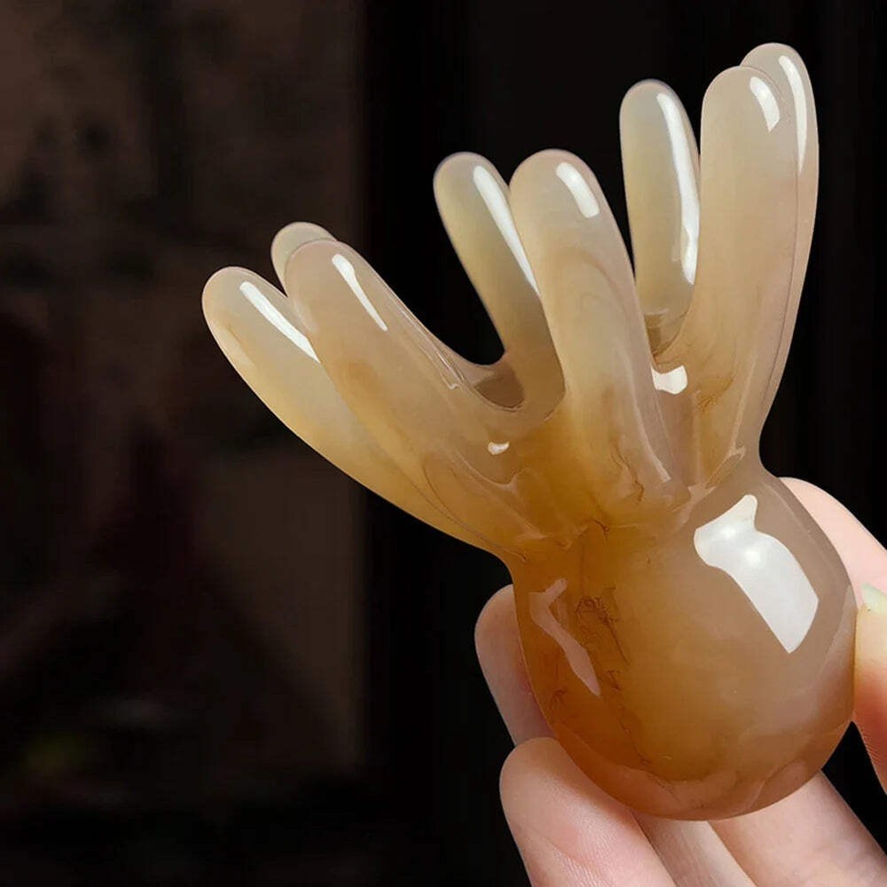 2Pcs Portable Resin Octopus Massage Comb 8 Prong Brown