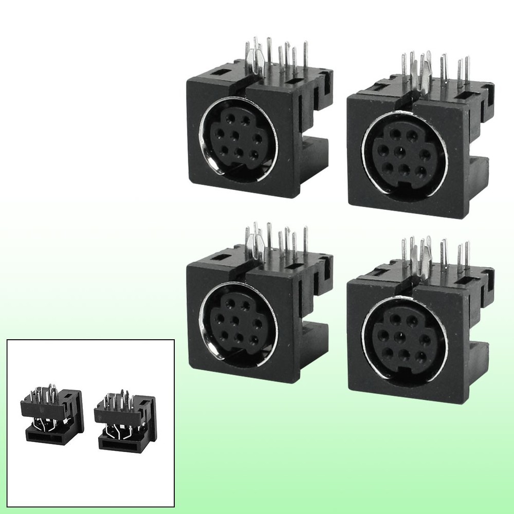 4 x Replacement S-video 8 Pin Female PCB Mount Mini Din Sockets