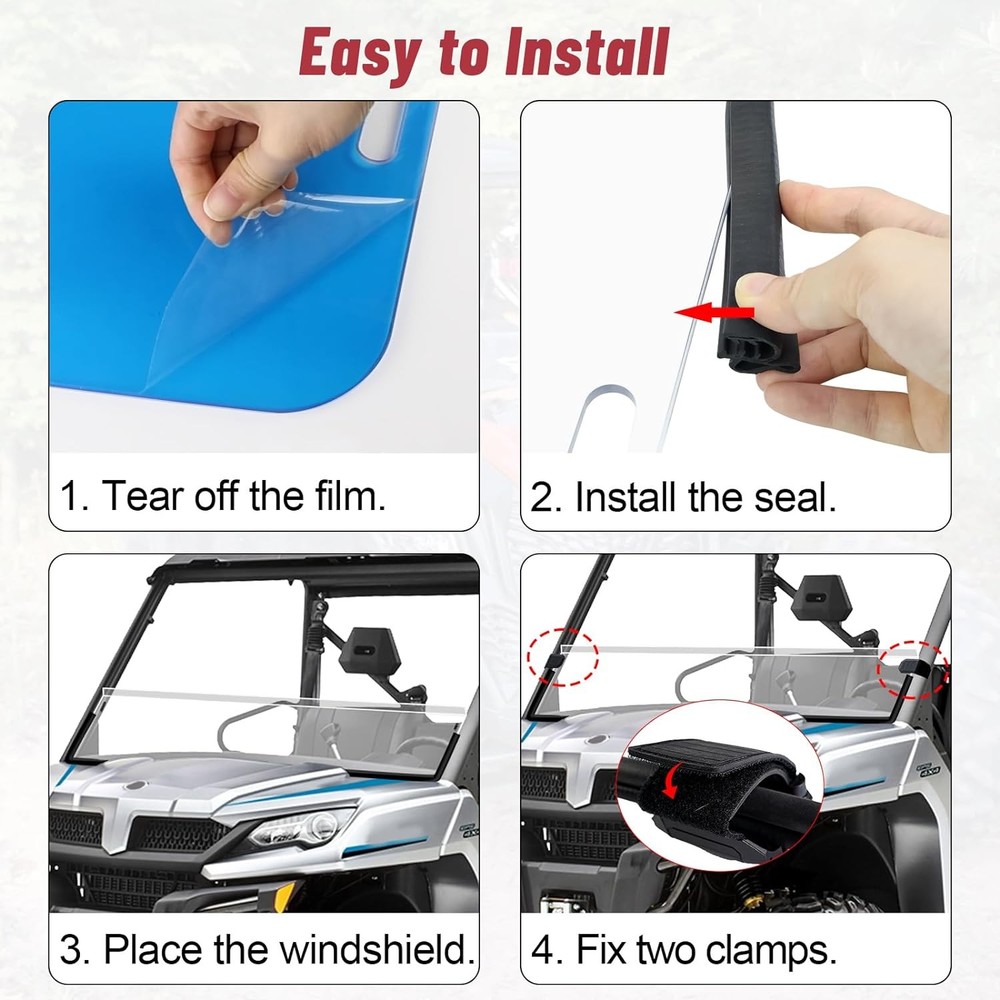 Half Windshield Clear Scratch-Resistant for CFMOTO UFORCE 1000/1000 XL 2019-2026