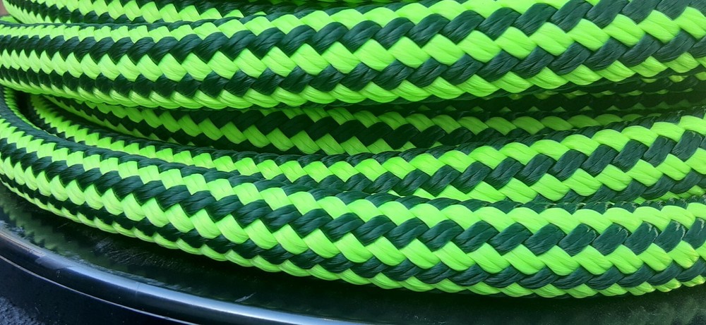 9/16 x 46 ft. Double Braid-Yacht Braid Polyester Rope. Hunter/Lime