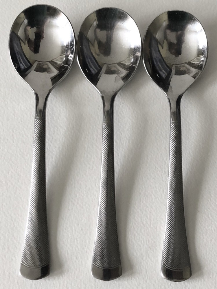 ARCOROC Stainless Steel Diamond Quilt Design Soup Spoon X3 Silverware Flatware
