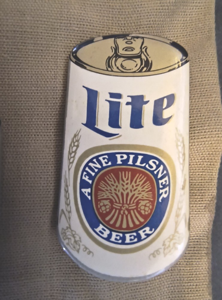 Antique Beer Can Miller Lite Pin Advertising Button Pull Tab 2" Pin Back RARE