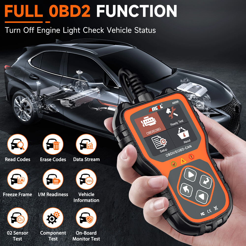 ANCEL AS200 OBD2 Code Reader Scanner Diagnostic Tool DTC Lookup I/M Readiness US