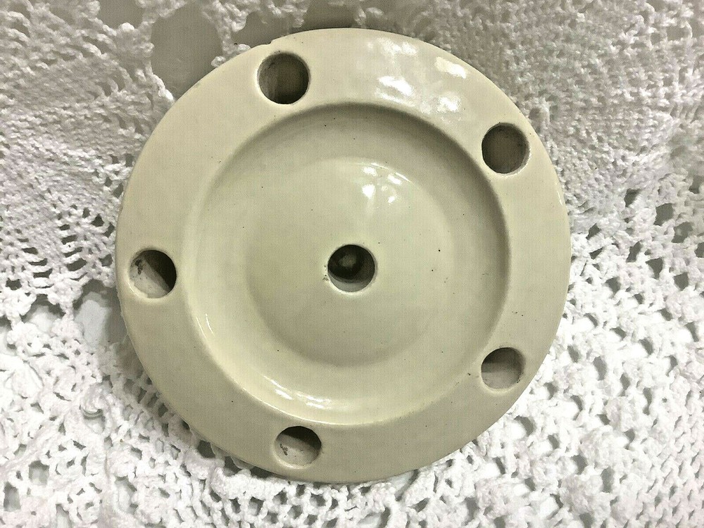 Flower Frog Unsigned Ceramic 4" diameter Cream Colored