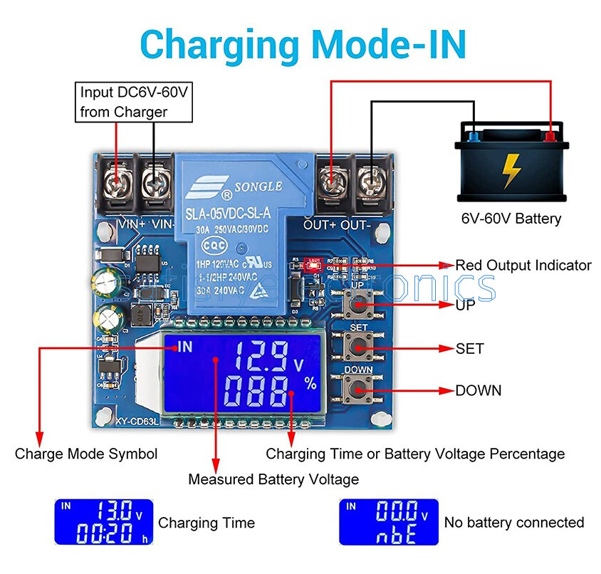 30A battery charging discharge regulator low voltage cut-off switch protection