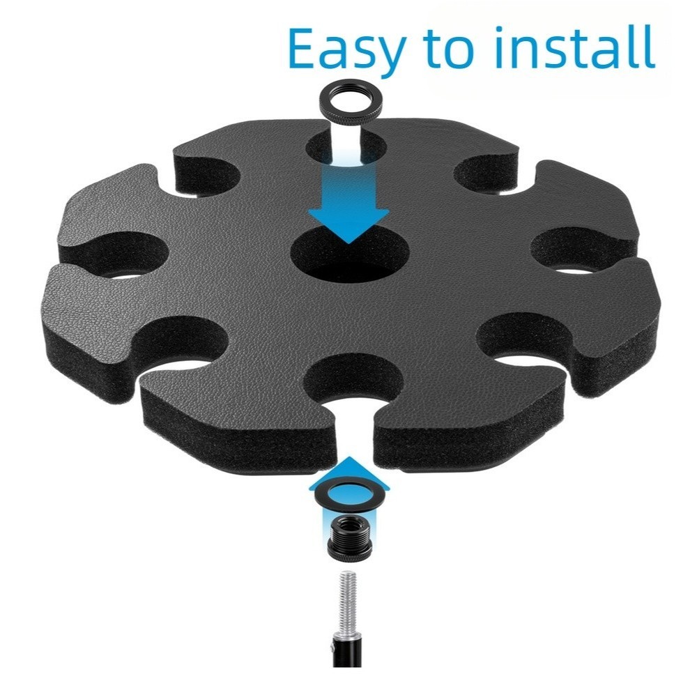 Multi Microphone Holder for 8 Microphones Black Finish for Professional Use