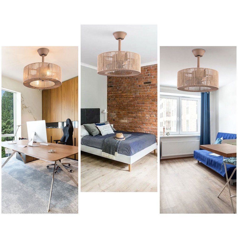 Caged Ceiling Fan Light with Remote Control, 6 Speeds for Home Decor