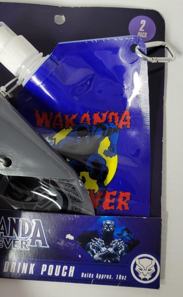 LL) Wakanda Forever 2 Pack 10oz Reusable Drink Pouch