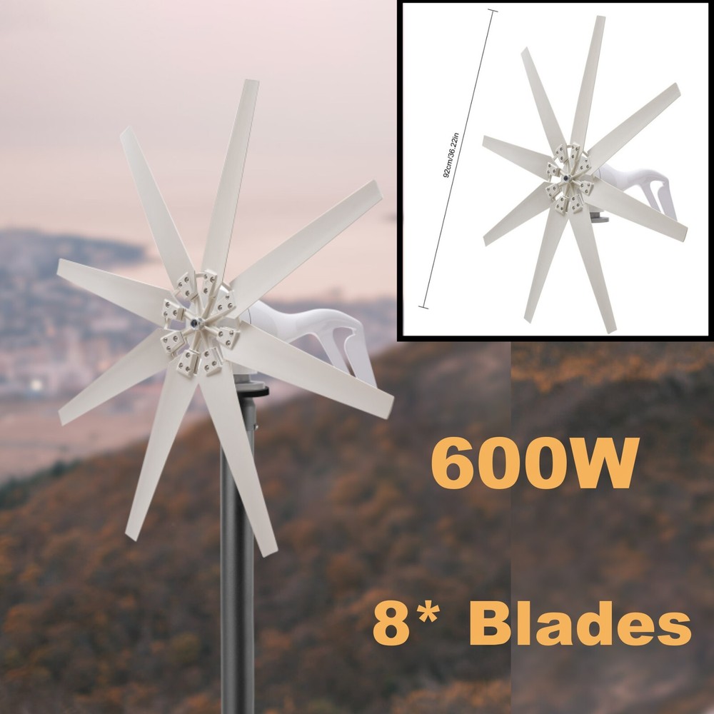 600W 8 Blades Wind Turbine Generator Kit with Charge Controller Windmill Power?