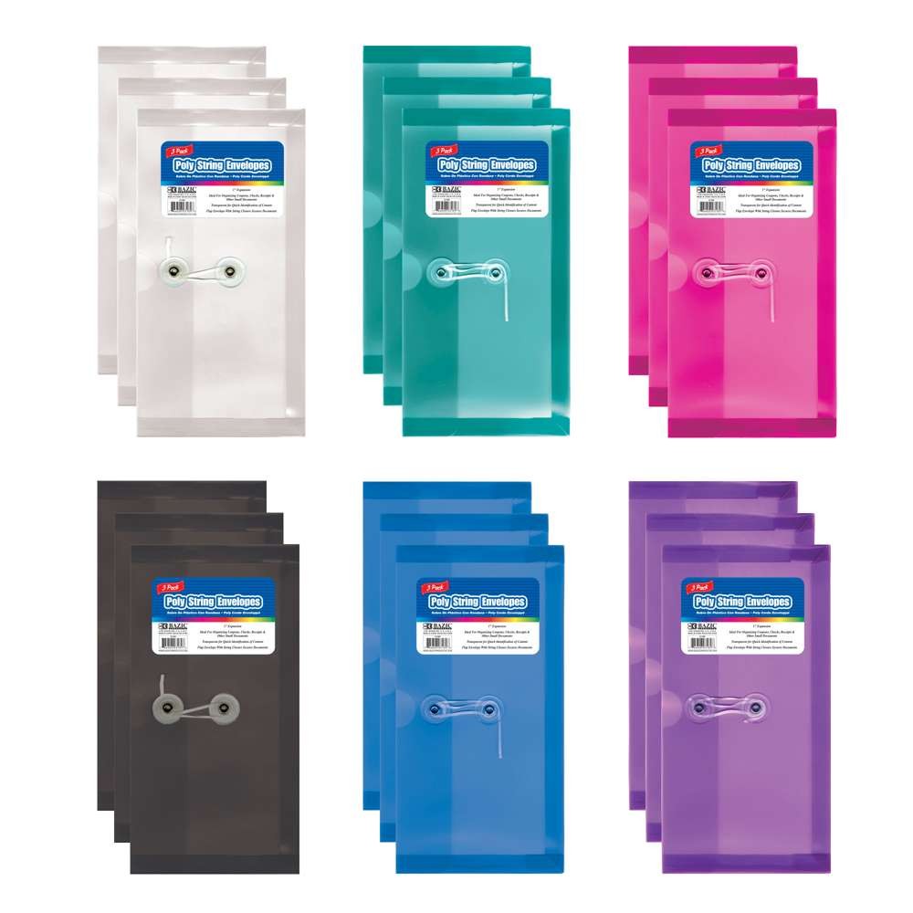 BAZIC Coupon / Check Size String Envelope (3/Pack), pack of 24