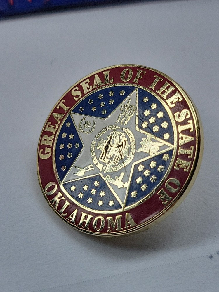 Oklahoma State Seal lapel pin collector pin