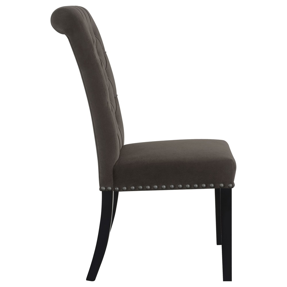 Brown and Rustic Espresso Tufted Side Chairs