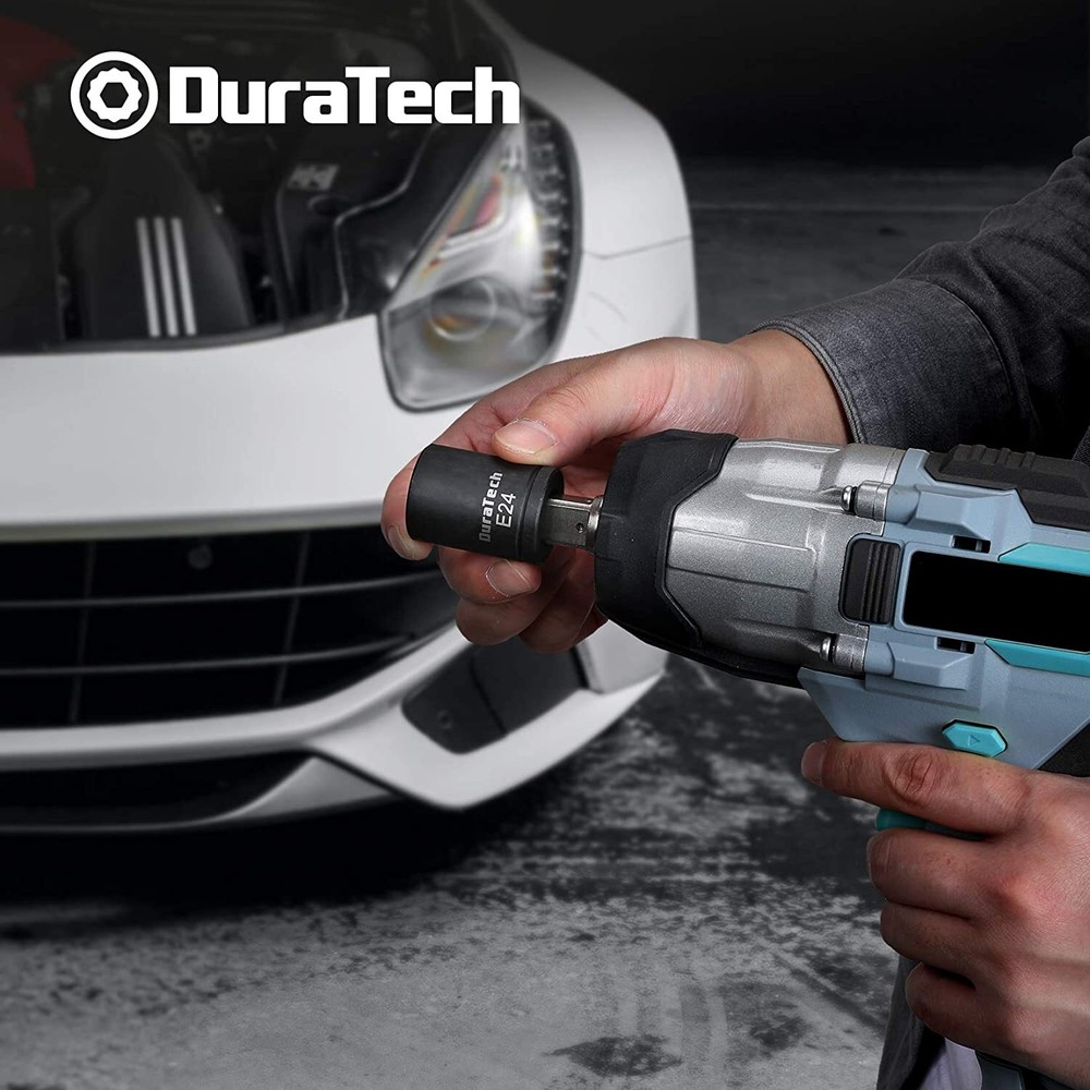 DURATECH 14PC External Star Impact Socket Set w/Case E4 to E24 1/4''3/8''1/2''