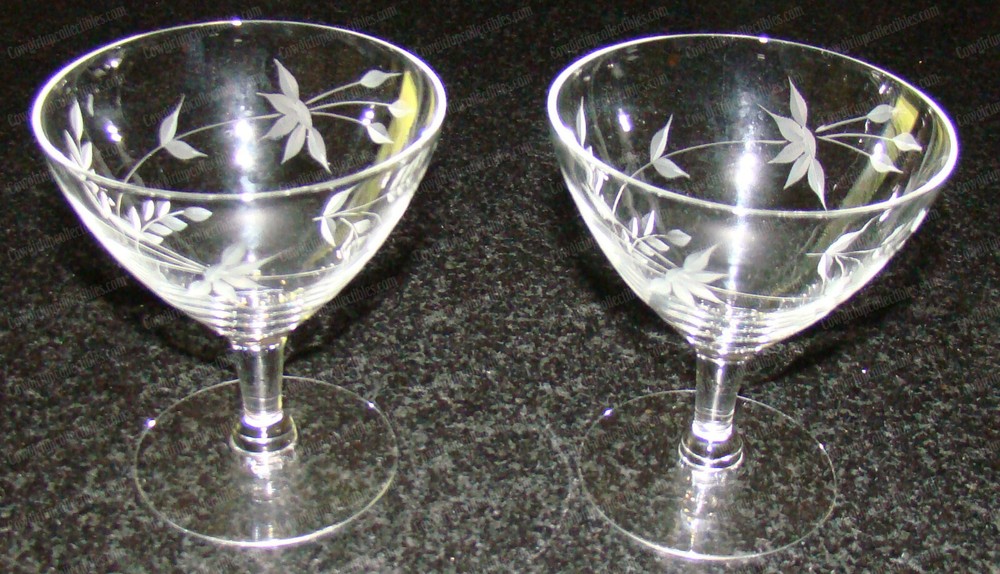Miniature Etched Wheat CRYSTAL Stemware (2pcs) Cocktail, Wine...