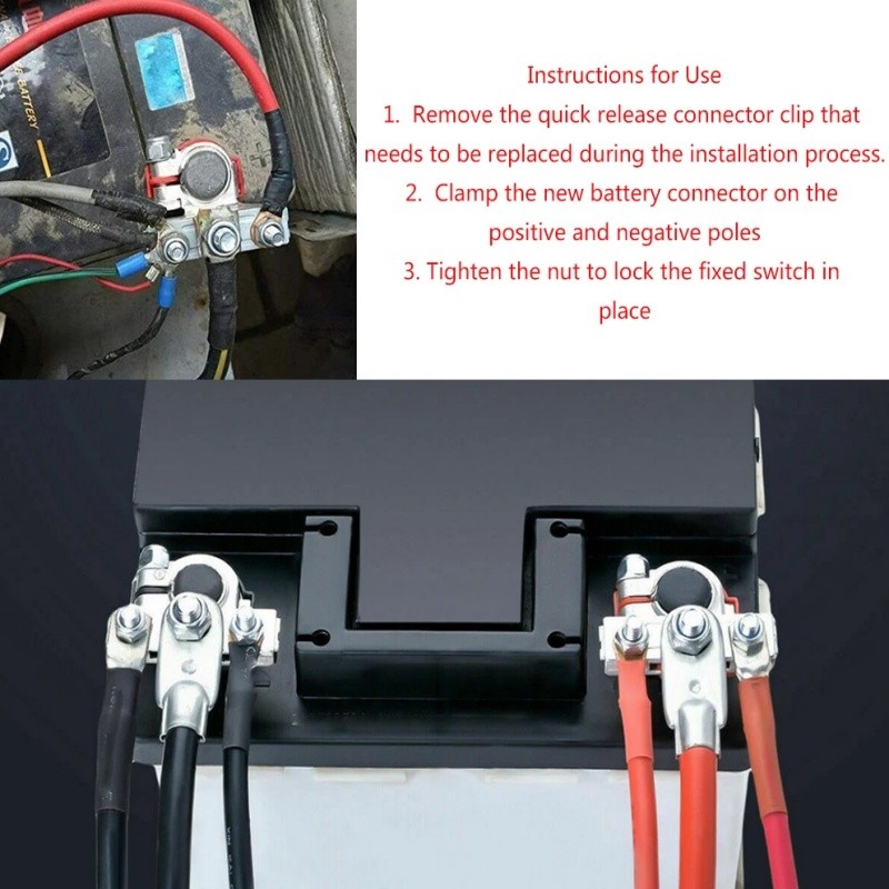 2PCS Battery Terminal Connectors Top Post Battery Wire Cable Terminals Clamp Set