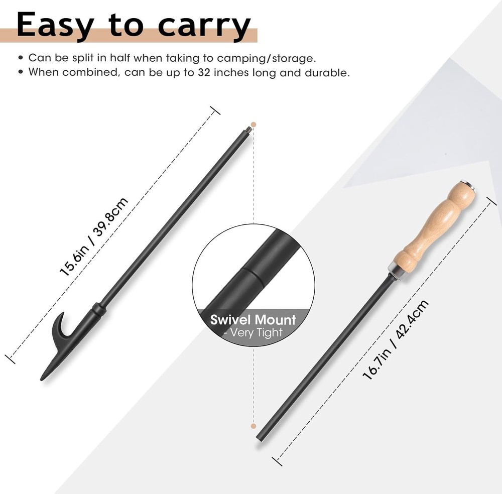 AGM Fire Poker for Pit, 32" Long Heavy Duty Campfire