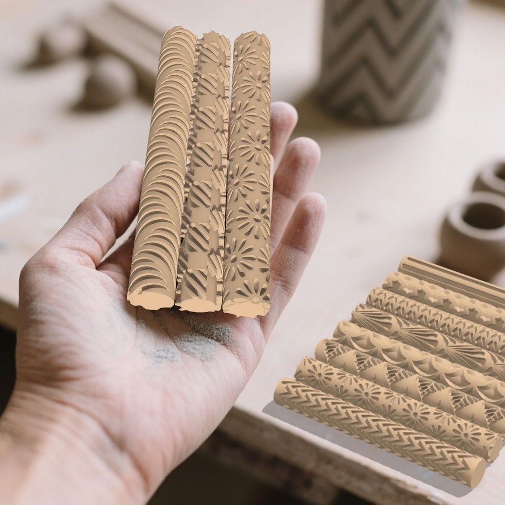 Clay Texture Rollers | 10-Pack Polymer Clay Texture Roller Set for Pottery & ...