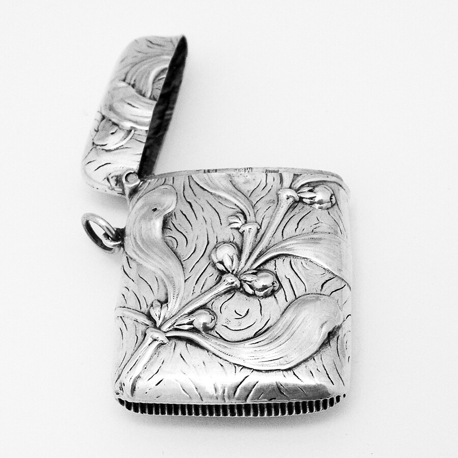 Jugendstil Match Safe Box German 800 Silver