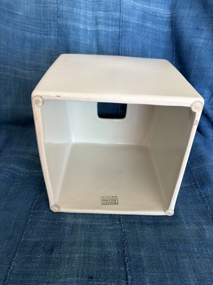 Pottery Barn Mason Stoneware Tissue Box Cover Ivory
