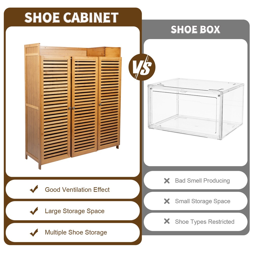 98*32*115cm Shoe Cabinet With Doors Floor Mount Rectangular Shoe Organizer