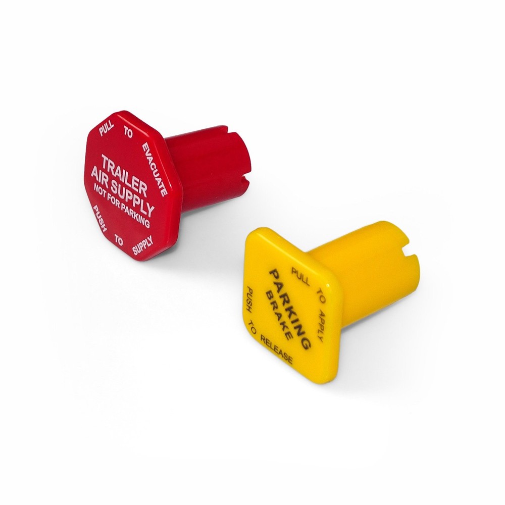 Yellow Red Parking Air Brake Knobs Set Threaded Type For Semi Tractor Trailer