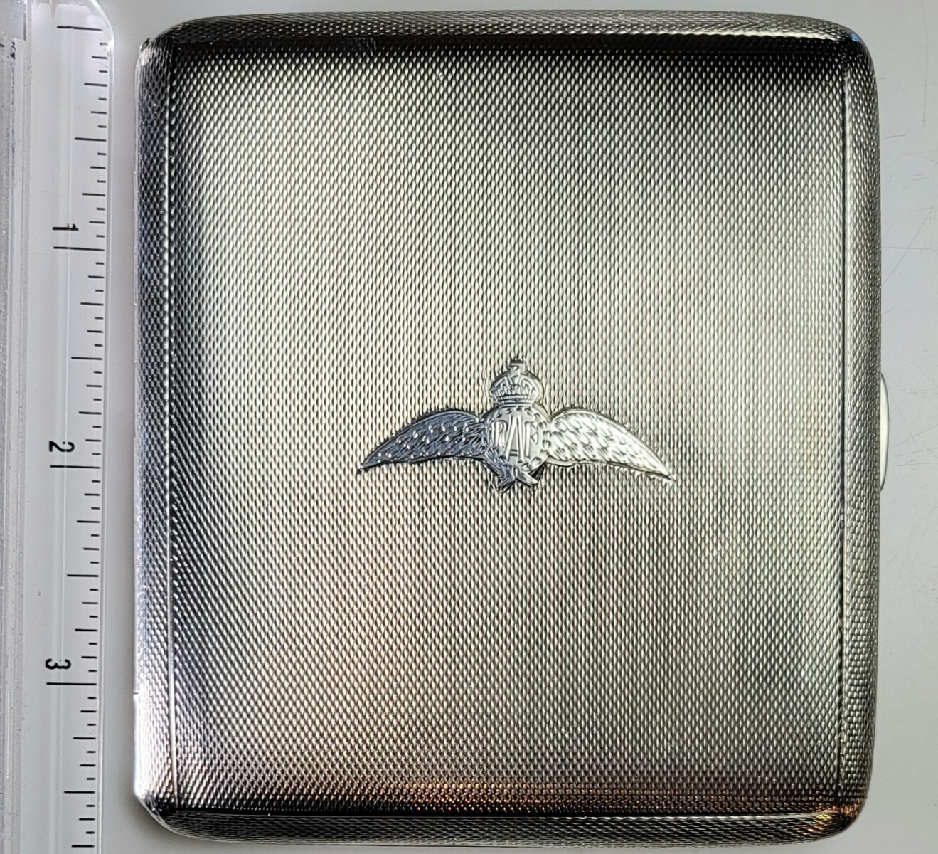 CHOICE 1939 RAF insignia Sterling Silver Smokes Case James Dixon, Chester 4.6ozt
