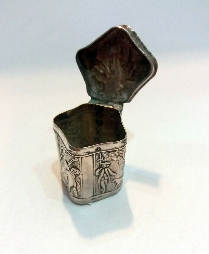 Antique Dutch Silver Box with a Cuboid Shape.