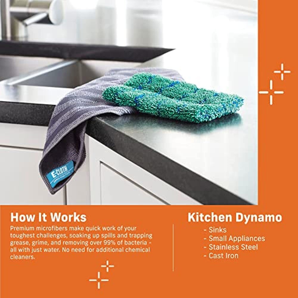E-Cloth Kitchen Dynamo, Premium Microfiber Non-Scratch Kitchen Dish Scrubber