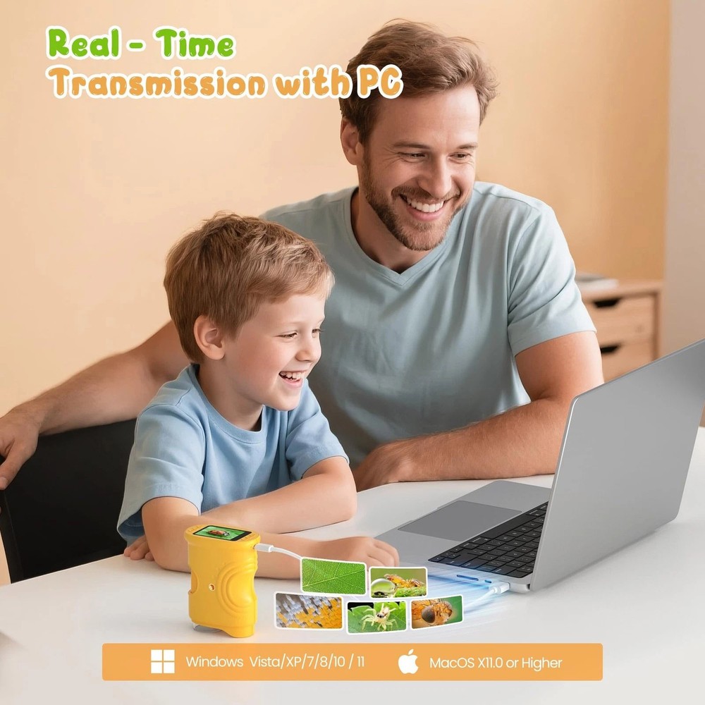Kids Science Tool Handheld Digital Microscope 1000x USB for PC Mac Computer