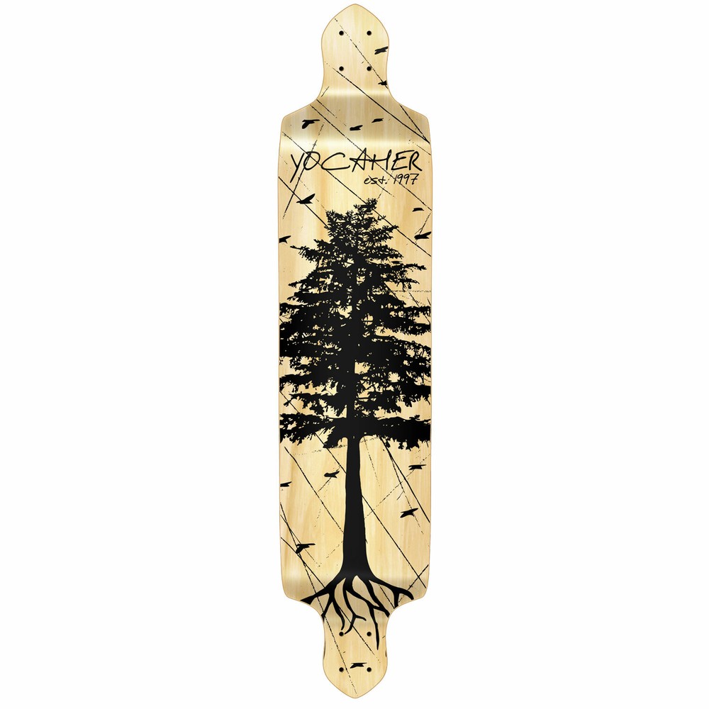 Yocaher Drop Down Longboard Deck - In the Pines : Natural (DECK ONLY)