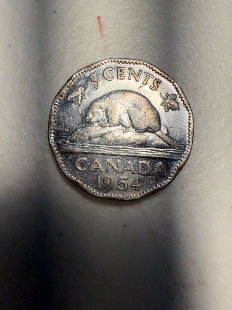1954 Canadian 5-cent coin