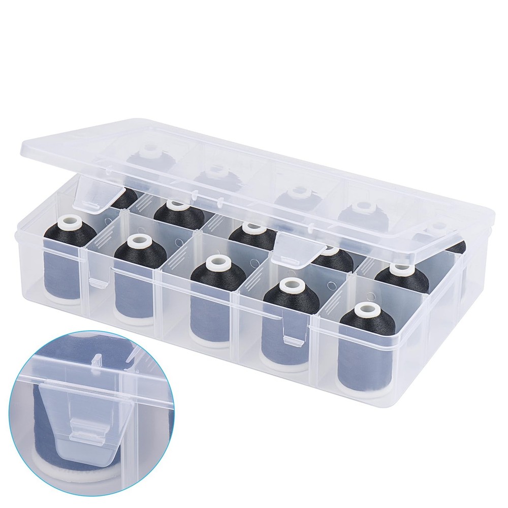 15 Spools Machine Embroidery Thread 1000M Black, Polyester Quilting Box Set