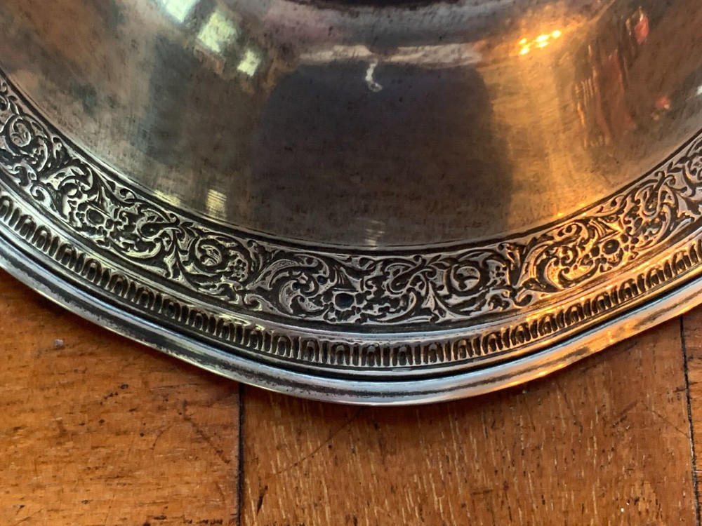 Webster Sterling Silver Nut Dish, Hammered & Wavy Rim, Monogramed "W" c. 1920