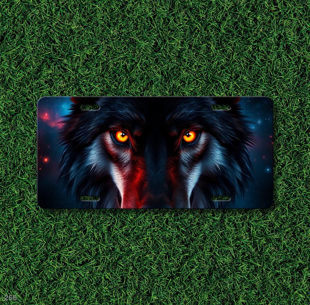 Bold Wolf License Plate Personalized Front Bumper Plate Birthday Gift