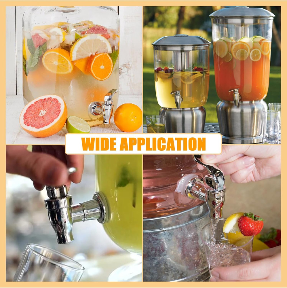 2 Pcs Replacement Spigot for Beverage Dispenser, Black Push Style Beverage Dispe