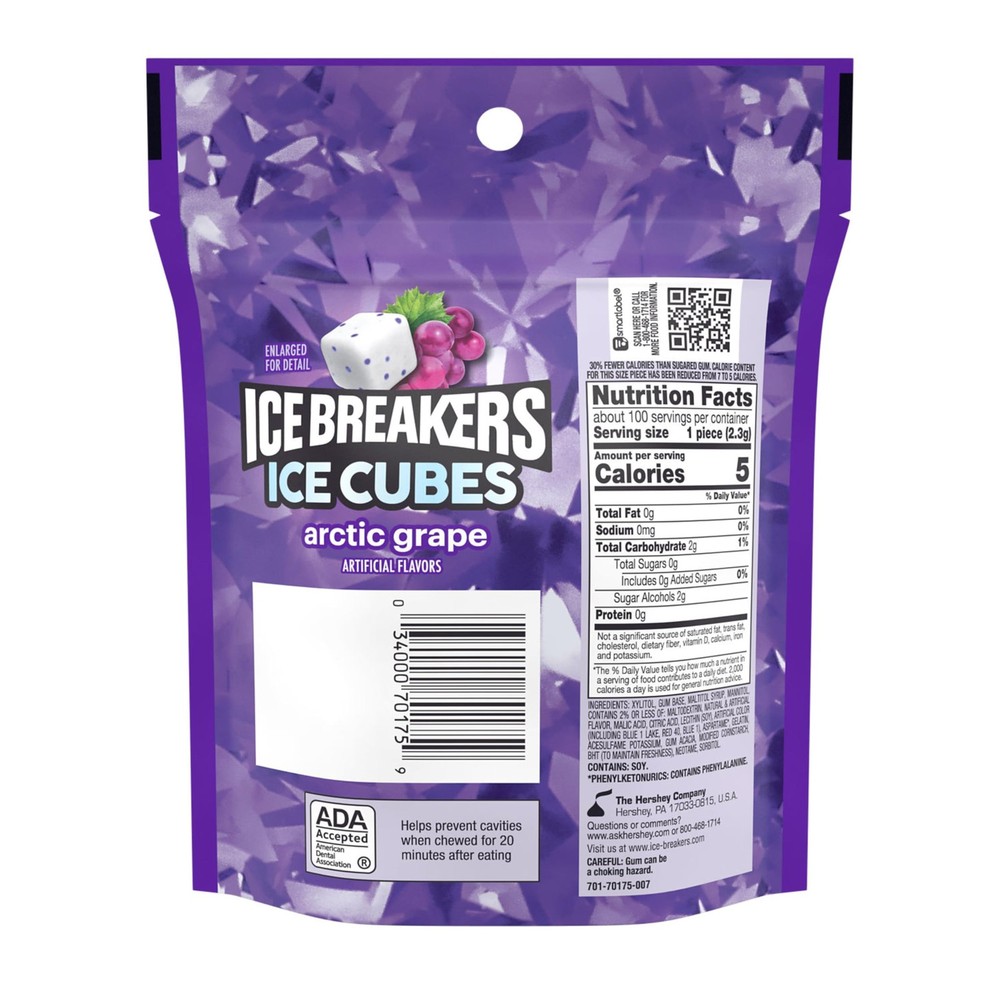 ICE BREAKERS Ice Cubes Arctic Grape Flavored 100 Count (Pack of 1), white